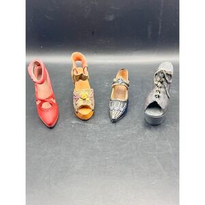 Set of 4 Miniature High Heel Shoes‎ Collectible Figurines Ceramic Resin Decor
